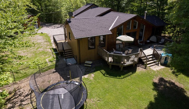 Serenity Now! Beautiful Drag Lake. Beach, dock, hot tub and fire pit. Flat lot. in Haliburton